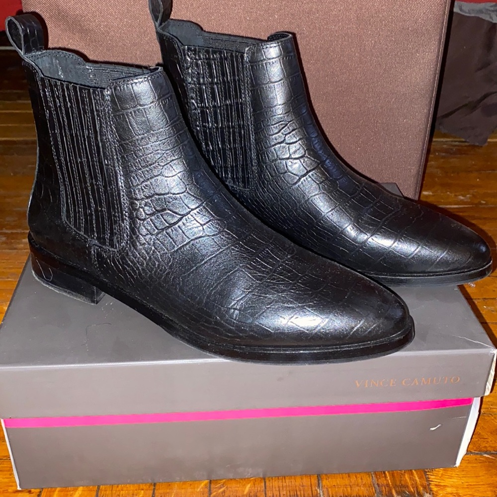 Vince Camuto short croc booties